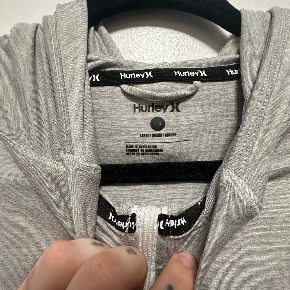 Hurley Light Gray Zip-Up Hoodie - Picture 3 of 9